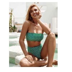 Green strapless swimsuit